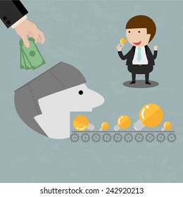 Businessman get an idea. Business analytics and solution - vector illustration