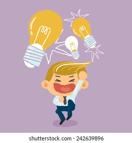 Businessman get the idea concept - freehand drawing vector Illustration