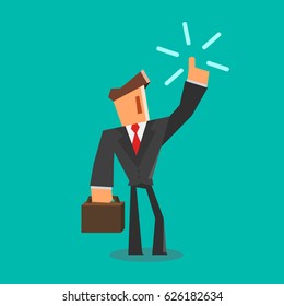 Businessman get an idea. Flat style. Vector illustration