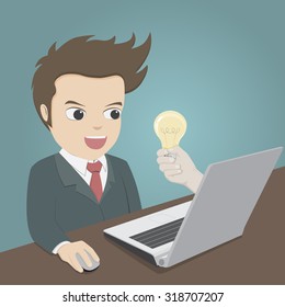 Businessman get idea from internet.