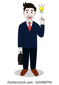 Businessman get idea with lightbulb icon,Vector illustration.