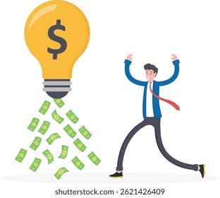 Businessman get idea to make money, illustration vector cartoon

