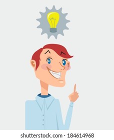 Businessman get the idea, retro style illustration, VECTOR