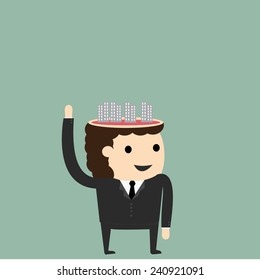 Businessman get the idea Think about the company