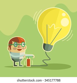 Businessman get the idea. Vector flat illustration