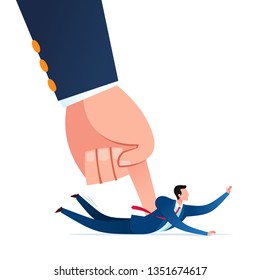 Businessman get pressed with heavy task and responsibility. Business concept vector illustration.