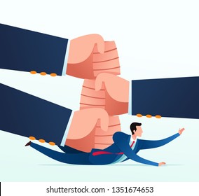 Businessman get pressed with heavy task and responsibility. Business concept vector illustration.