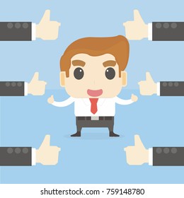 Businessman get thumbs up feedback concept