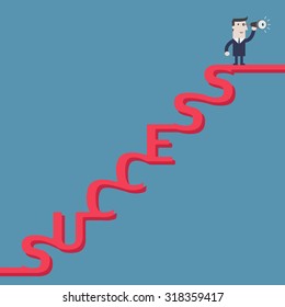 Businessman gets a better on top of success 