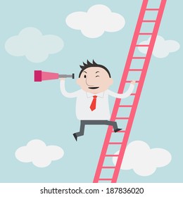 Businessman gets a better view on the Ladder - Vector 