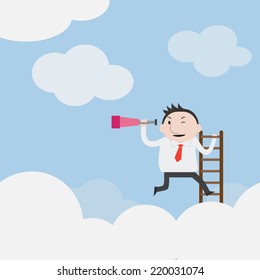 Businessman gets a better view on the Ladder - Vector 