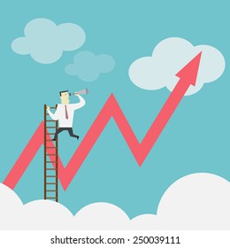 Businessman gets a better view on the Ladder - Vector 