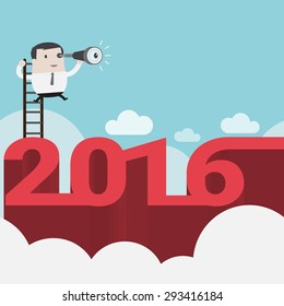 Businessman gets a better view on the Ladder - Vector 