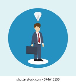 Businessman gets no idea : Business concept flat design vector illustration