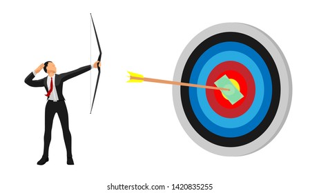 a businessman gets a target. illustrations successfully target the target. vector file