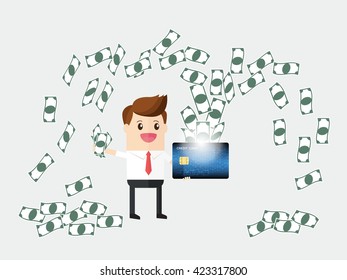 businessman getting cash flow from credit card.