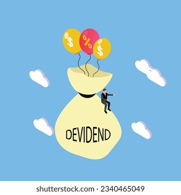 Businessman getting Dividend Stock investment return isometric 3d vector illustration concept for banner, website, illustration, landing page, flyer, etc.