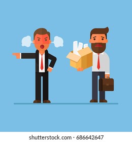 Businessman Getting Fired By Boss Stock Vector (Royalty Free) 686642647 ...