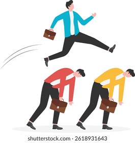 Businessman getting more and more debt, business concept

