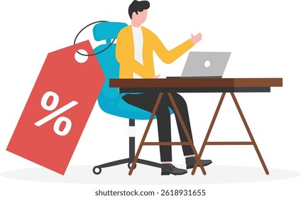 Businessman getting more and more debt, business concept

