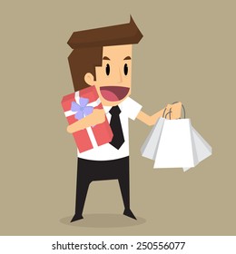 businessman and a gift box.vector
