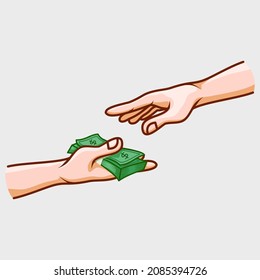 Businessman Give Money, Salary Concept Vector Illustration