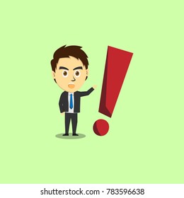 Businessman give a warning illustration