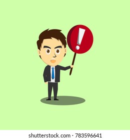 Businessman give a warning illustration