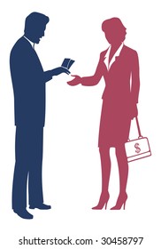 Businessman gives money