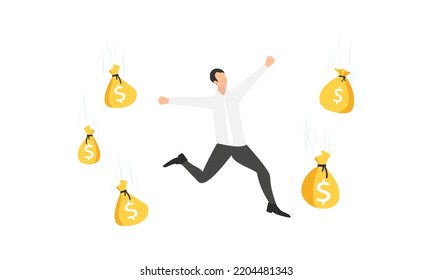 Businessman gives reward online. Vector illustration