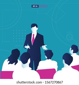 businessman gives seminars to his employees. Business vector illustration