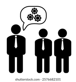 Businessman giving advice to junior staff ooficer icon clip art vector illustration. Designed for digital and print usage