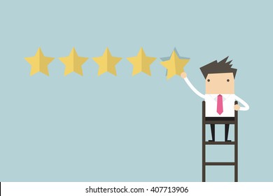 Businessman giving five star rating vector