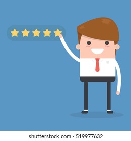 Businessman giving five star rating vector