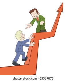 Businessman is giving helping hand