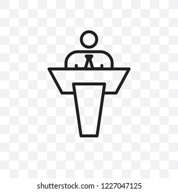 Businessman Giving a Lecture vector linear icon isolated on transparent background, Businessman Giving a Lecture transparency concept can be used for web and mobile