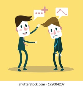 Businessman giving positive word to his partner. business partnership concept. vector