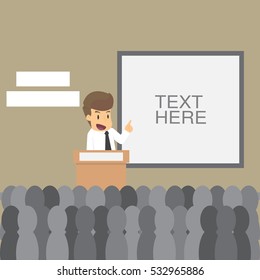  businessman giving presentation in conference. vector