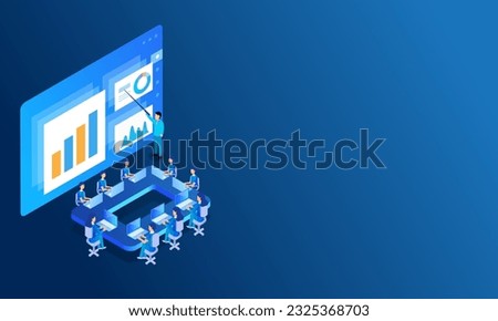 Businessman Giving A Presentation with Graph Chart at Meeting Conference and Space for Message.