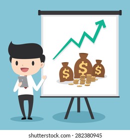 Businessman giving a presentation grow chart