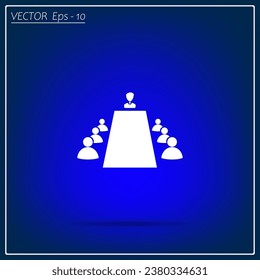 Businessman giving a presentation. Vector icon.