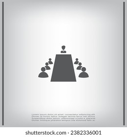 Businessman giving a presentation. Vector icon.
