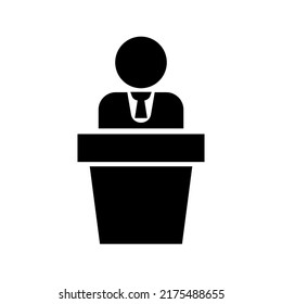 Businessman giving a speech. An election speech. Vector.