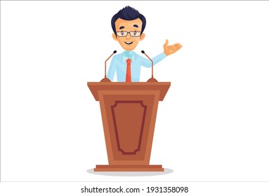 Businessman Giving Speech On Stage Vector Stock Vector (Royalty Free ...