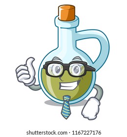 Businessman glass bottle premium olive oil character