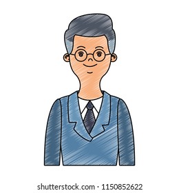 Businessman with glasses cartoon scribble