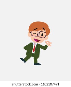 Businessman with glasses doing the OK sign with his hand.