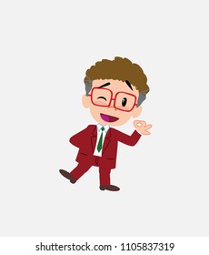 Businessman with glasses doing the OK sign with his hand.