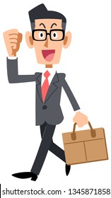 Businessman with glasses to go to work