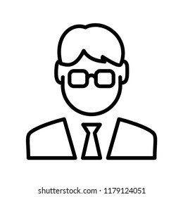 Businessman in glasses icon in trendy flat style isolated on white background. Office employee symbol. Vector illustration.